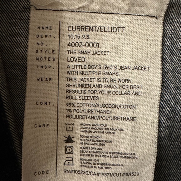Current/Elliott The snap Jacket size 1 fits a xs/s Denim - Picture 3 of 4